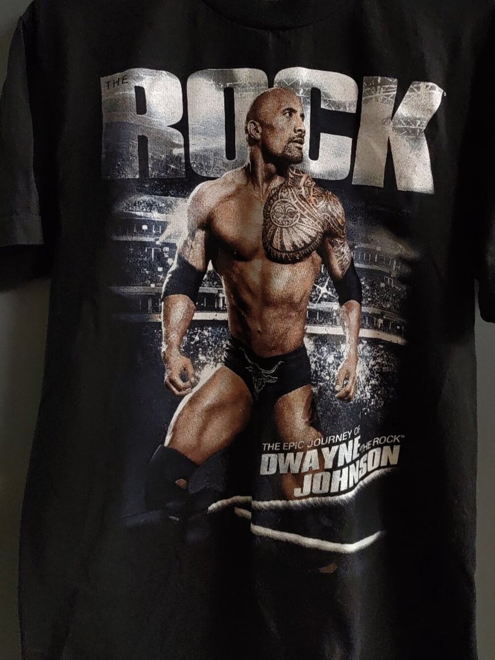 WWE Authentic The Rock Black T-Shirt Men's Medium The Epic Journey